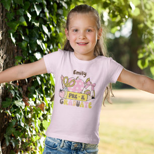 Personalised Pre-K Grad Retro Bow Pencil for Girl T-Shirt