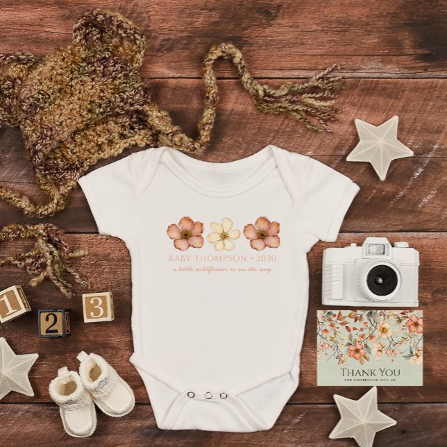 Personalised Pregnancy Announcement Wildflower Baby Bodysuit (Creator Uploaded)