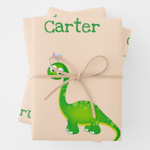 Personalised Prehistoric Dinosaur Custom Wrapping Paper Sheet