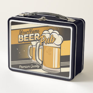 Personalised Premium Cold Beer Mug Pub Bar  Metal Lunch Box