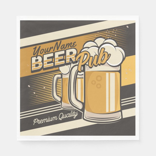 Personalised Premium Cold Beer Mug Pub Bar  Napkin (Front)