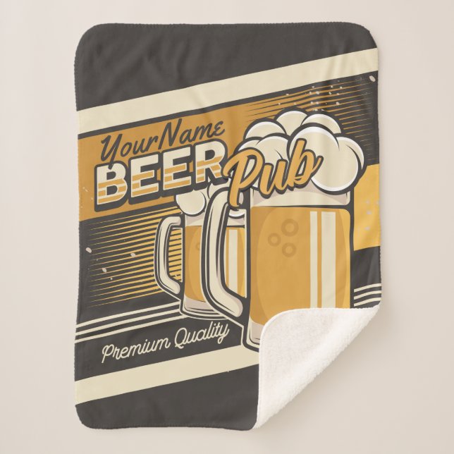 Personalised Premium Cold Beer Mug Pub Bar  Sherpa Blanket (Front)