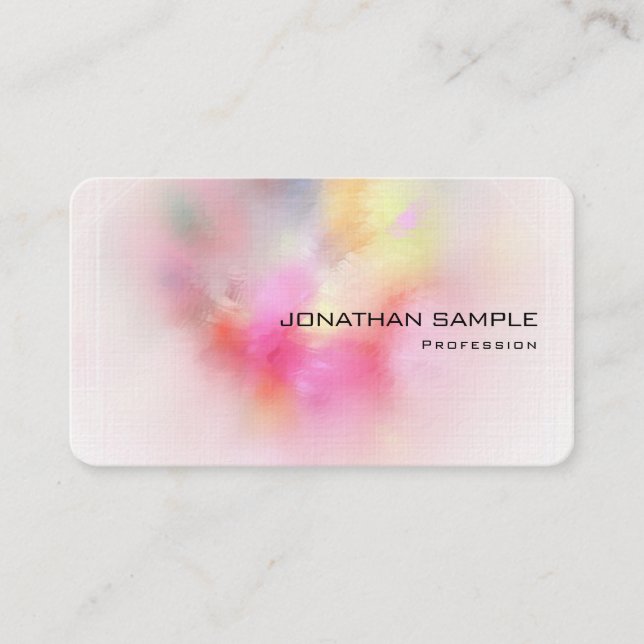 Personalised Premium Linen Colourful Abstract Art Business Card (Front)