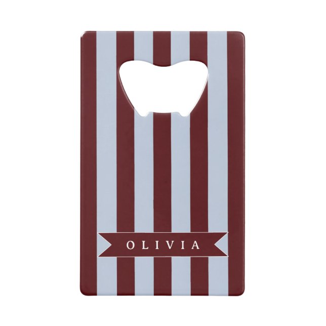 Personalised Preppy Brown Blue Cabana Stripe (Front)