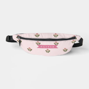 Personalised Preppy Brown Blue Cabana Stripe Bum Bags
