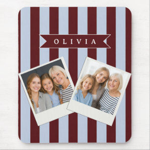 Personalised Preppy Brown Blue Cabana Stripe Mouse Pad