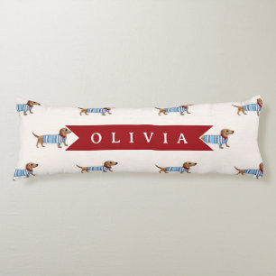 Personalised Preppy Cute Dachshund Dog Pattern Body Cushion