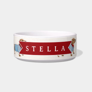 Personalised Preppy Cute Dachshund Dog Pattern Bowl
