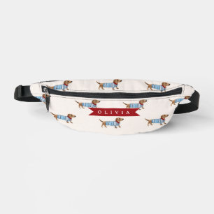 Personalised Preppy Cute Dachshund Dog Pattern Bum Bags