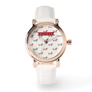 Personalised Preppy Cute Dachshund Dog Pattern Watch