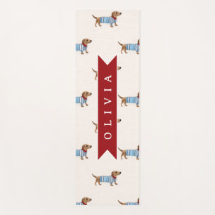 Personalised Preppy Cute Dachshund Dog Pattern Yoga Mat