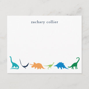 Personalised Preppy Dinosaur Thank You Stationery Card