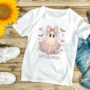 Personalised Preppy Ghost Bow Coquette Halloween T-Shirt