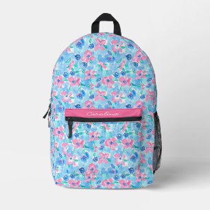 Personalised preppy grandmillennial floral bows printed backpack