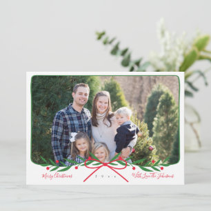 Personalised Preppy Holiday Wreath with Red Bow