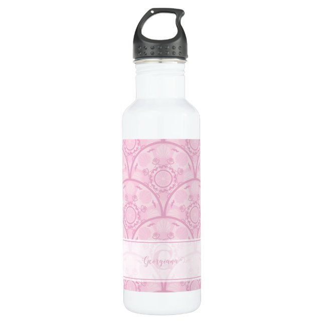 Personalised Preppy In Pink Mandala Art Deco 710 Ml Water Bottle (Front)