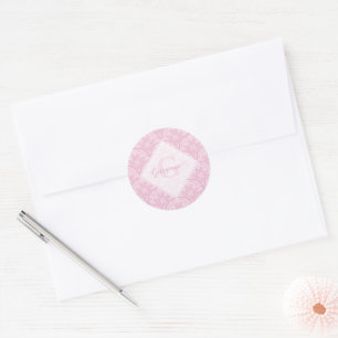 Personalised Preppy In Pink Mandala Art Deco Classic Round Sticker