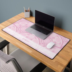 Personalised Preppy In Pink Mandala Art Deco Desk Mat