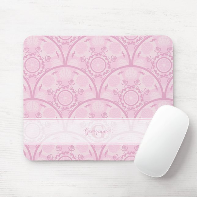 Personalised Preppy In Pink Mandala Art Deco Mouse Pad (With Mouse)