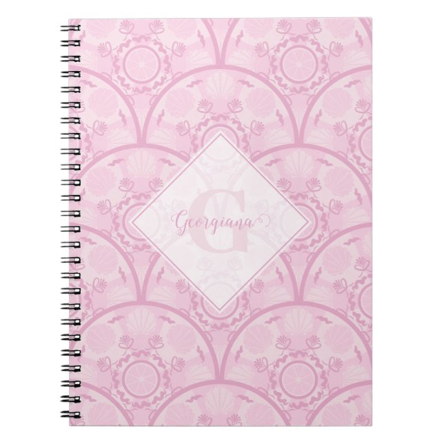 Personalised Preppy In Pink Mandala Art Deco Notebook (Front)