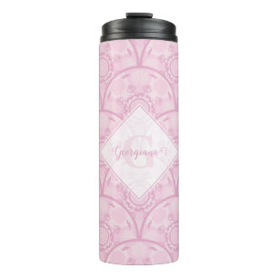 Personalised Preppy In Pink Mandala Art Deco Thermal Tumbler