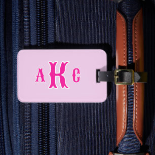 Personalised Preppy Monogram Pink and Lilac Luggage Tag