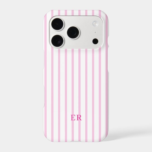 Personalised Preppy Pink Custom Monogram Striped (Back)