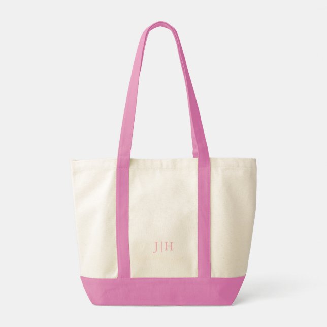 Personalised Preppy Pink Monogram Tote Bag (Back)