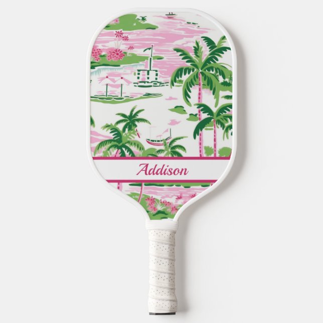 Personalised Preppy Pink Pickleball Paddle (Front)