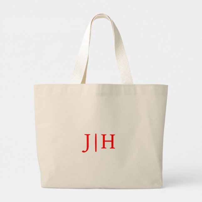 Personalised Preppy Red Monogram Canvas Tote Bag (Back)