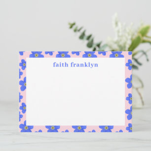 Personalised Preppy Watercolor Floral Stationery Card
