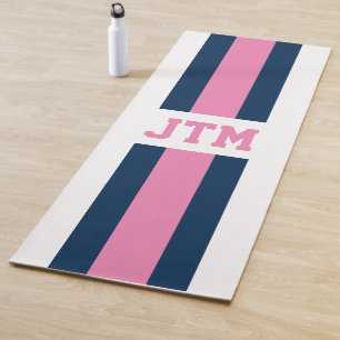 Personalised Preppy Yoga Mat Monogram Stripes