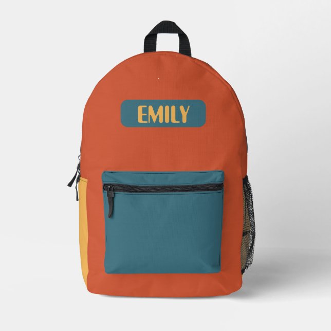 Personalised Preschool Backpack – Retro Colour Blo (Front)