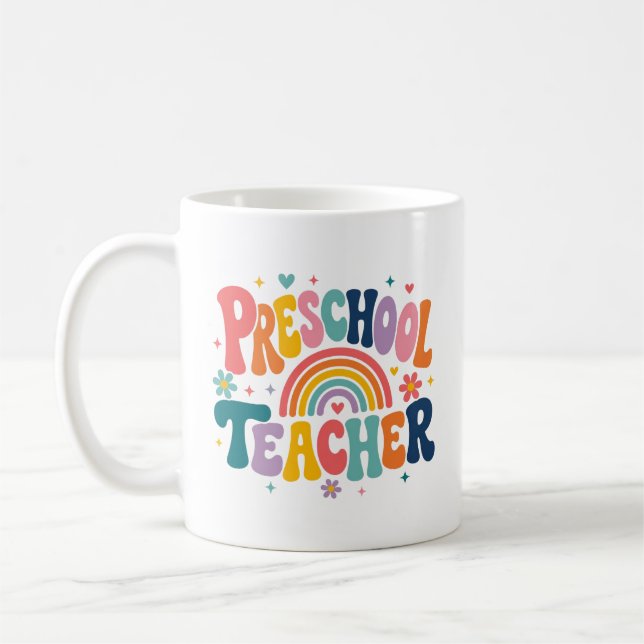 Personalised Preschool Teacher Appreciation Gift Coffee Mug (Left)