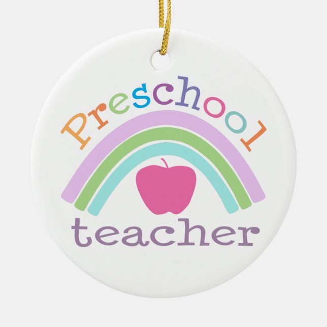 Personalised Preschool Teacher Rainbow Ornament (Front)