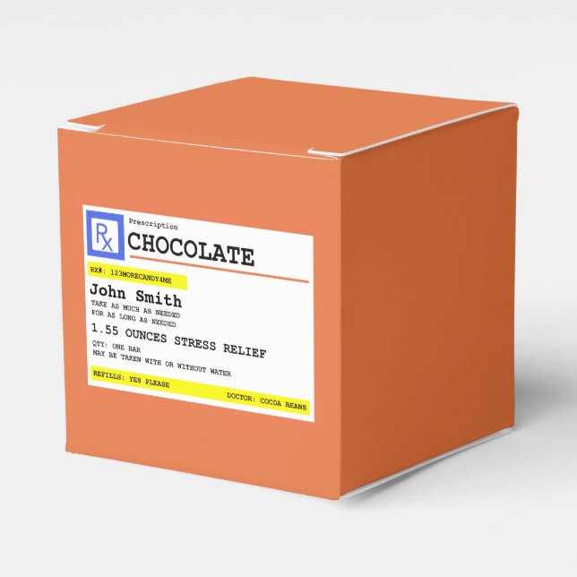 Personalised Prescription Chocolate  Favour Box (Front Side)