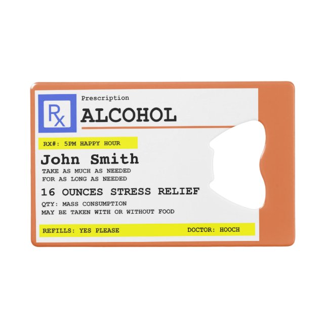 Personalised Prescription Humourous Alcohol  (Front (Horizontal))