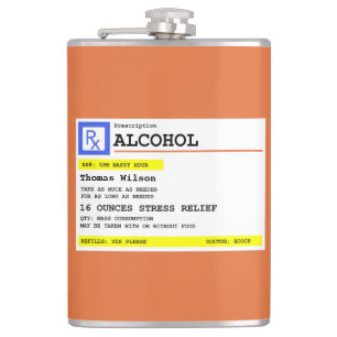 Personalised Prescription Humourous Alcohol     Hip Flask