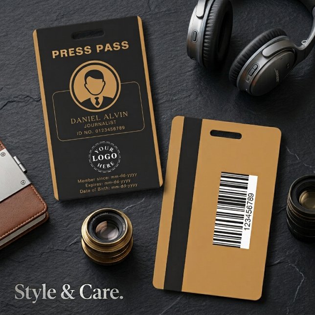 Personalised Press Pass with Photo ID & Barcode Badge (Personalized Press Pass with Photo ID & Barcode Badge)