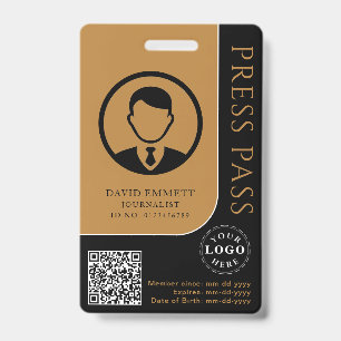 Personalised Press Pass with Photo ID & QR Code Badge