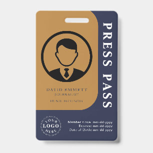 Personalised Press Pass with Photo ID & QR Code Badge