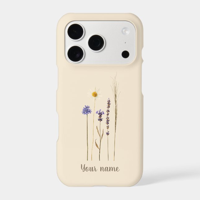 Personalised Pressed Flowers Name iPhone Case (Back)