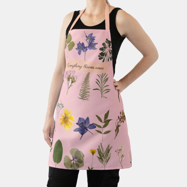 Personalised Pressed Spring Floral Apron (Insitu)