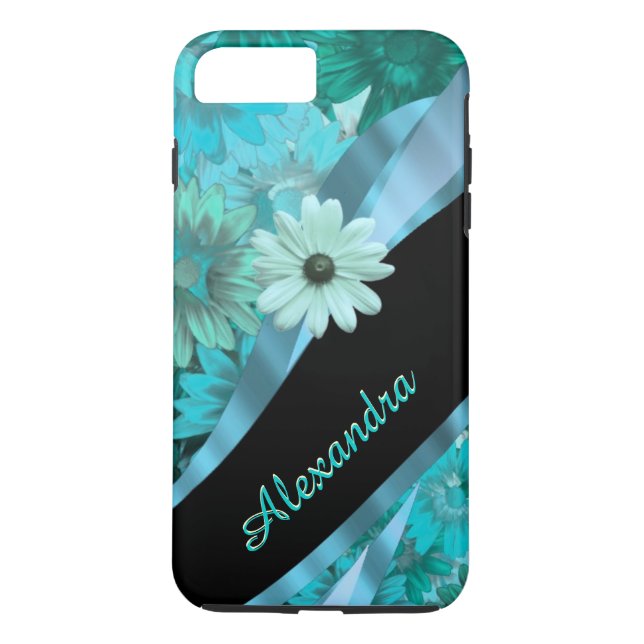 Personalised pretty aqua blue floral pattern Case-Mate iPhone case (Back)