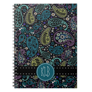 Personalised Pretty as a Peacock Paisley Print Spiral Notebook
