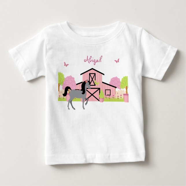 Personalised Pretty Barn & Garden Horse T-Shirt (Front)