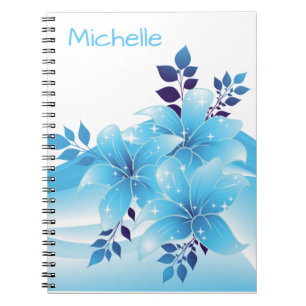 Personalised Pretty Blue Lilies Notebook