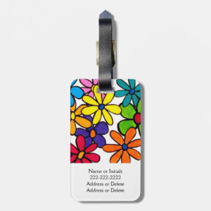 Personalised Pretty Colourful Modern Daisy Flowers Luggage Tag