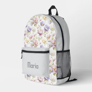 Personalised Pretty Colourful Modern Girly Floral Printed Backpack