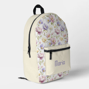 Personalised Pretty Colourful Modern Girly Floral Printed Backpack